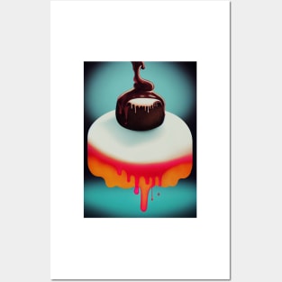 Melting chocolate lava cake Posters and Art